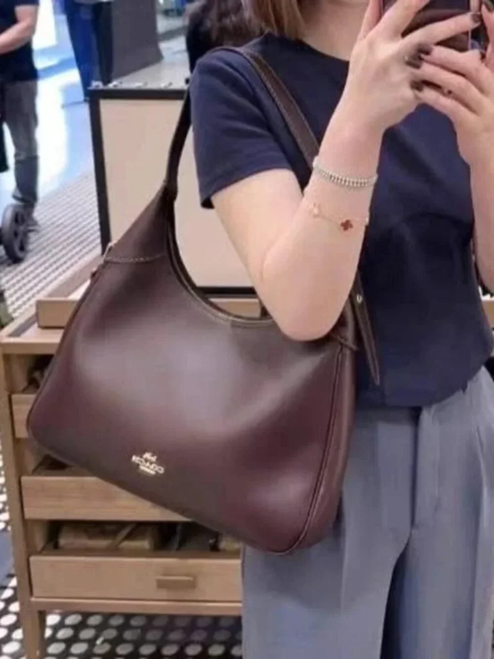 Coach Ella Shoulder Bag Gold Espresso with Leather Loop Key Fob CCE48 Unopened! - Picture 9 of 15